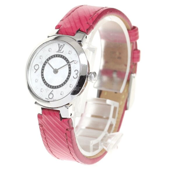 LOUIS VUITTON Tambour slim Q12MG 8P diamond Silver Dial Quartz Ladies_846962 - Picture 1 of 7
